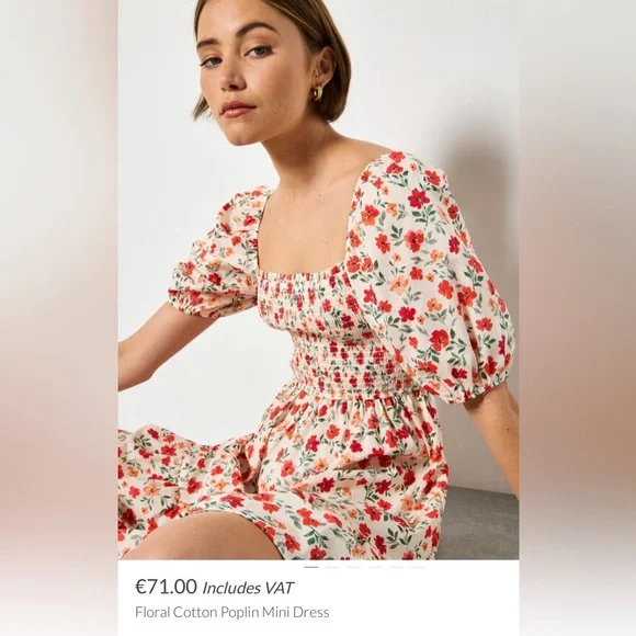 APRICOT 🍑- Floral Puff Sleeve Dress - Picture 2 of 7